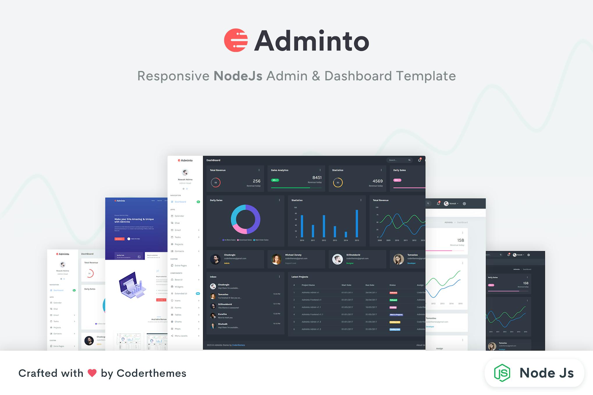 Adminto - NodeJS Admin & Dashboard Template- Download for Wordpress