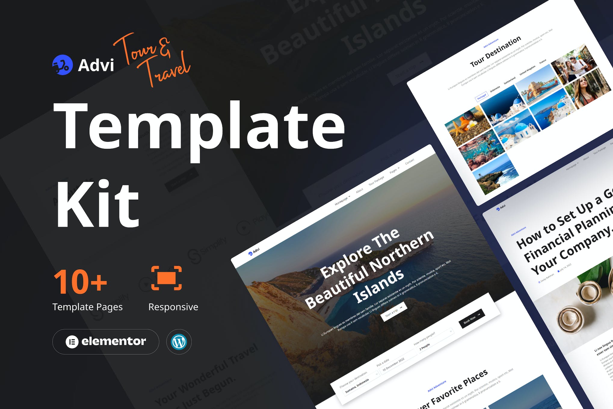 Advi- Creative Tour and Travel Elementor Pro Template Kit