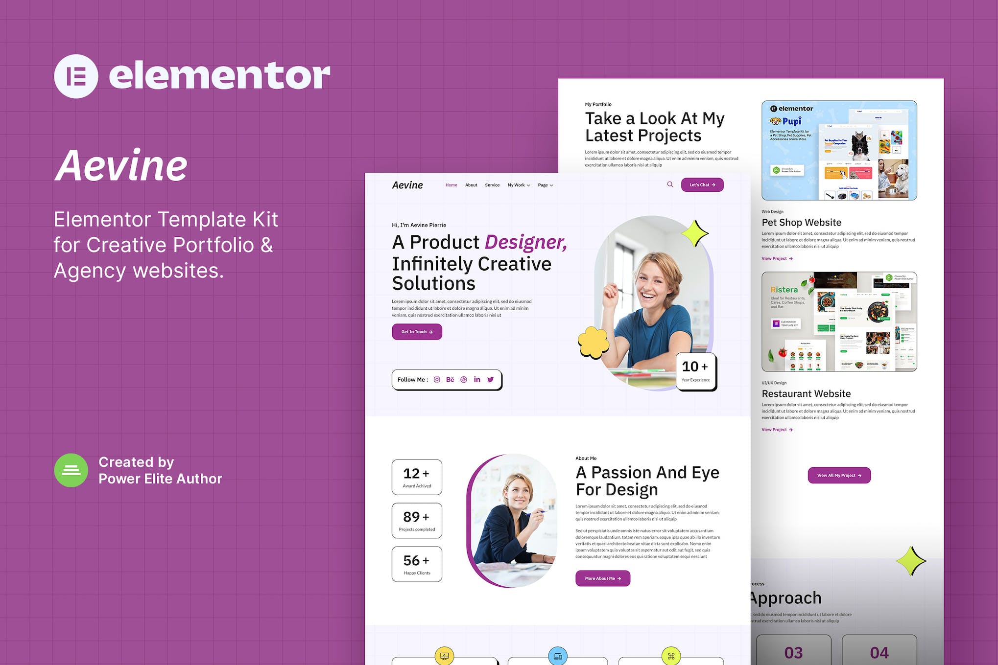 Aevine- Creative Portfolio and Agency Elementor Template Kit