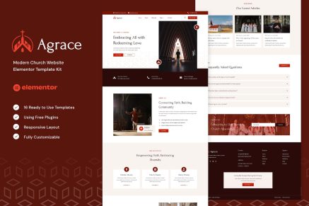 Agrace- Modern Church Website Elementor Template Kit