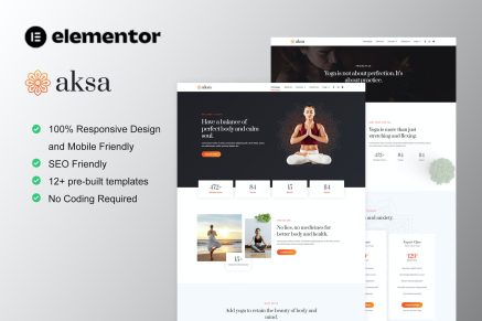 Aksa- Yoga Teacher and Studio Elementor Template Kit