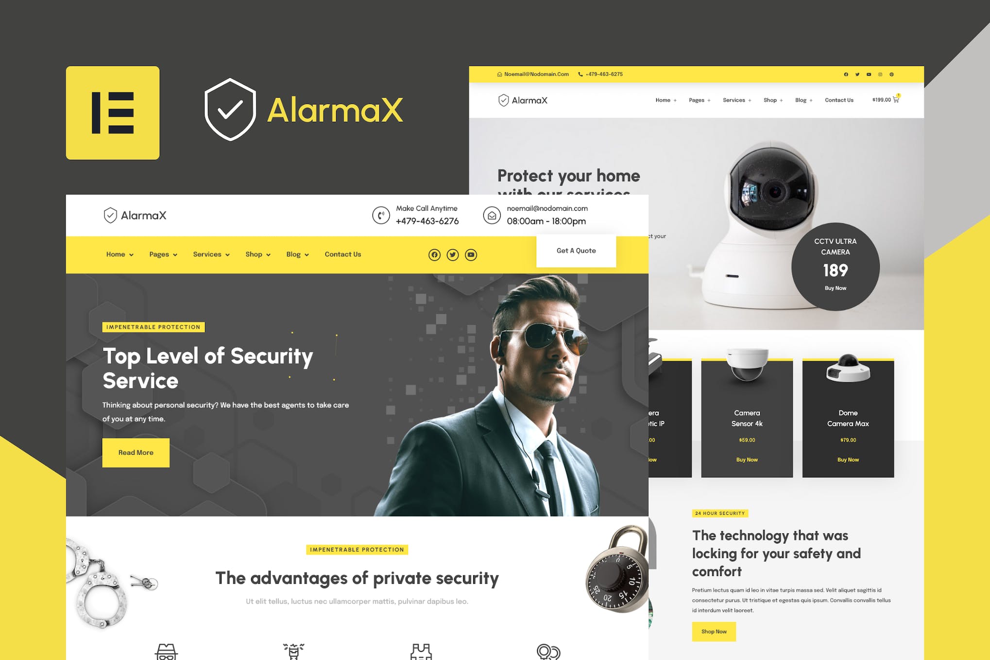 Alarmax Security Services and Alarm Installation Elementor Template Kit