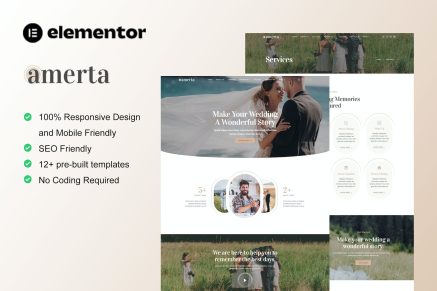 Amerta- Wedding Photography Service Elementor Template Kit