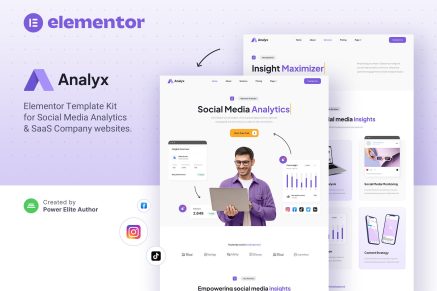 Analyx- Social Media Analytics and SaaS Company Elementor Template Kit