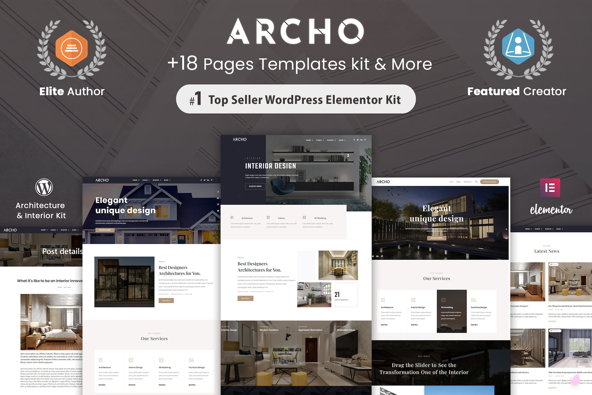 Archo- Architecture and Interior Elementor Template Kit