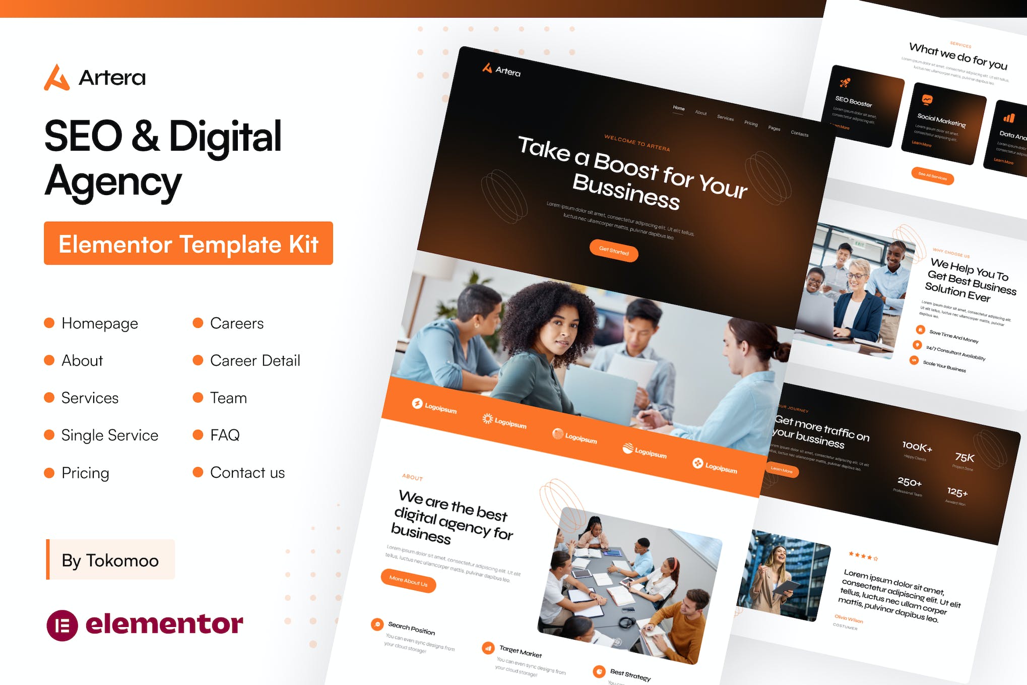 Artera- SEO and Digital Agency Elementor Pro Template Kit