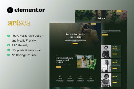 Artsea- Photography and Art Gallery Elementor Template Kit