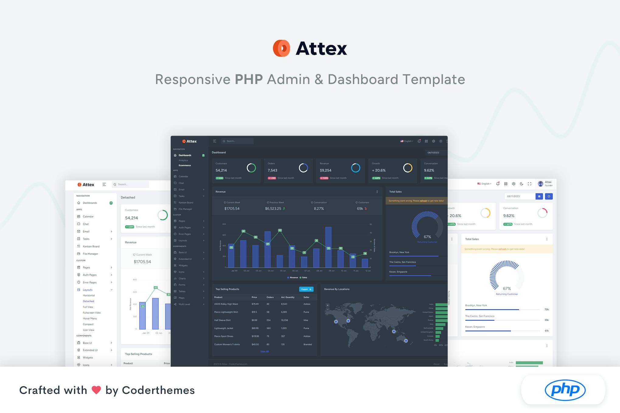 Attex - PHP Admin & Dashboard Template- Download for Wordpress