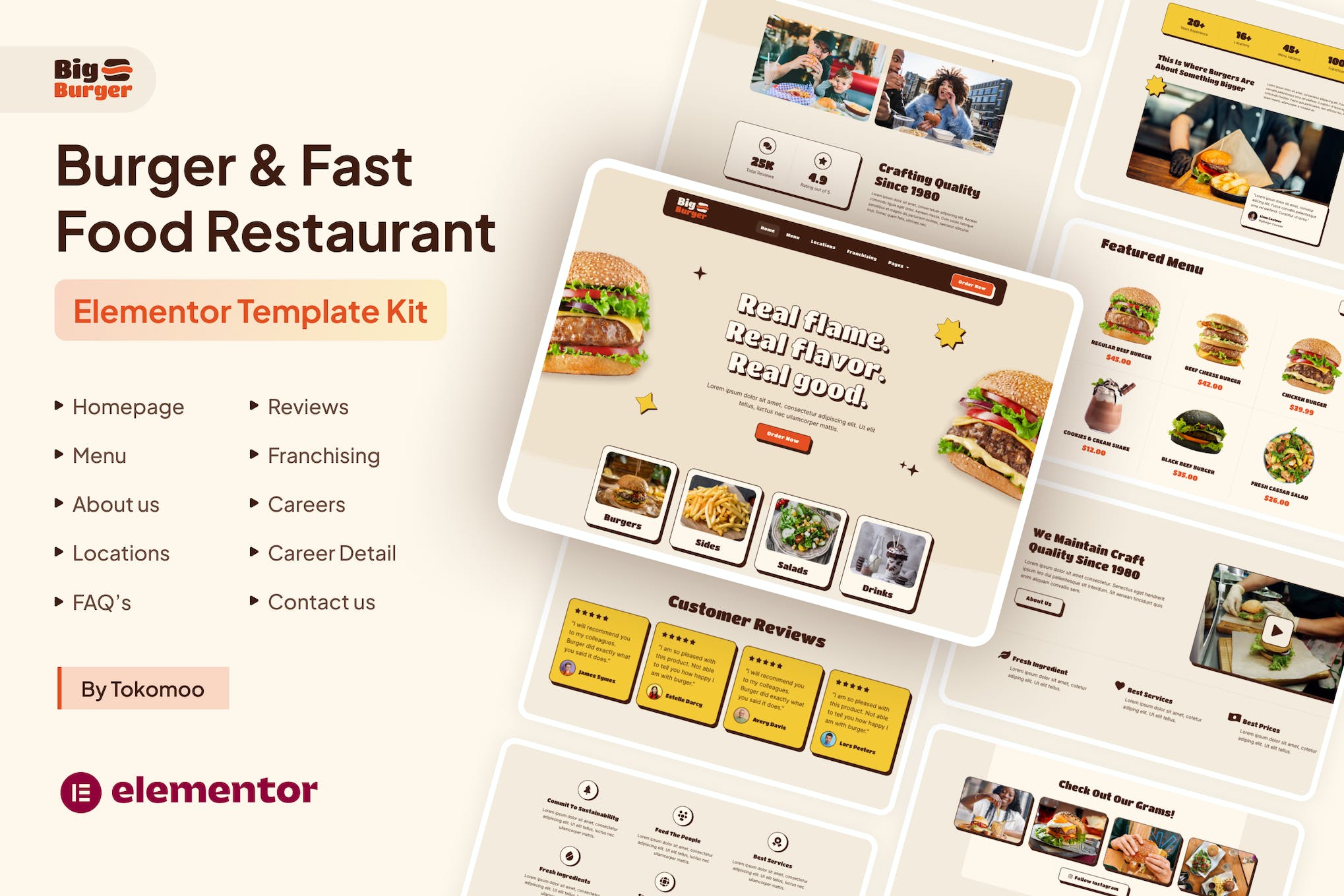 BigBurger- Burger and Fast Food Restaurant Elementor Template Kit