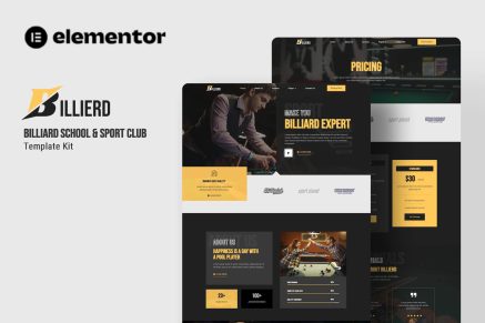 Billierd- Billiard School and Sport Club Elementor Template Kit