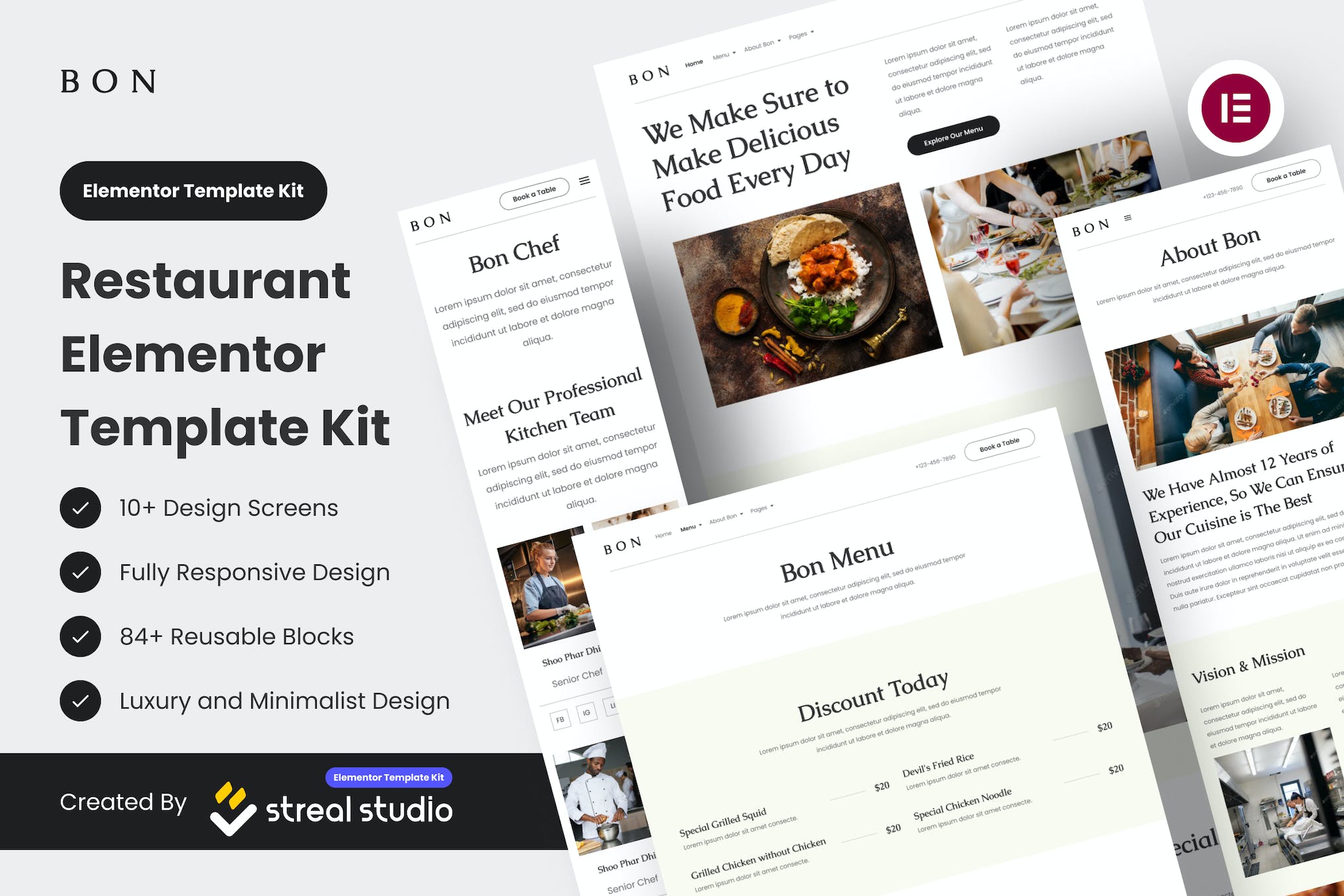 Bon- Restaurant Elementor Template Kit