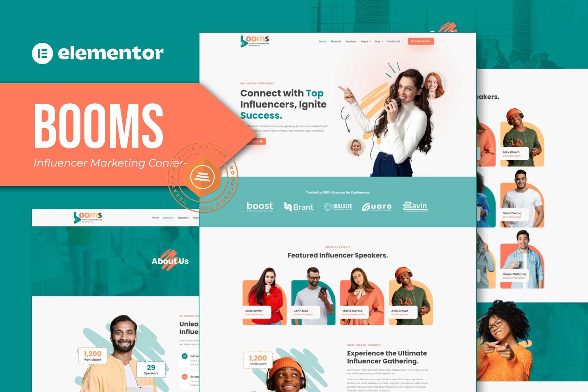 Booms- Influencer Marketing Conference Elementor Template Kit