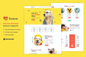 Bowow – Pet Care Services Elementor Template Kit