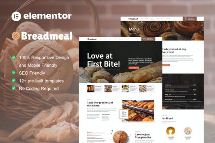 BreadMeal- Bakery and Cake Elementor Template Kit