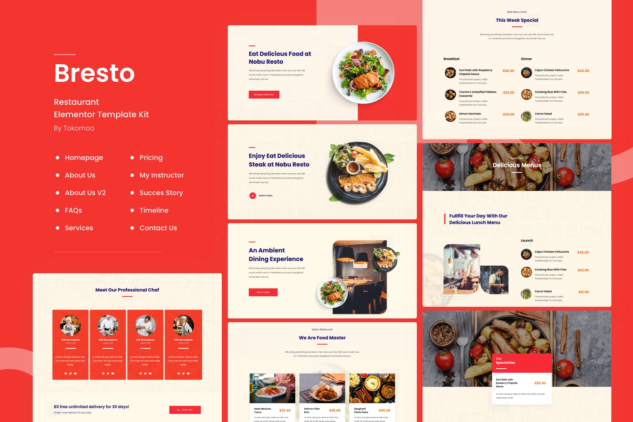 Bresto- Restaurant and Cafe Food Elementor Template Kit