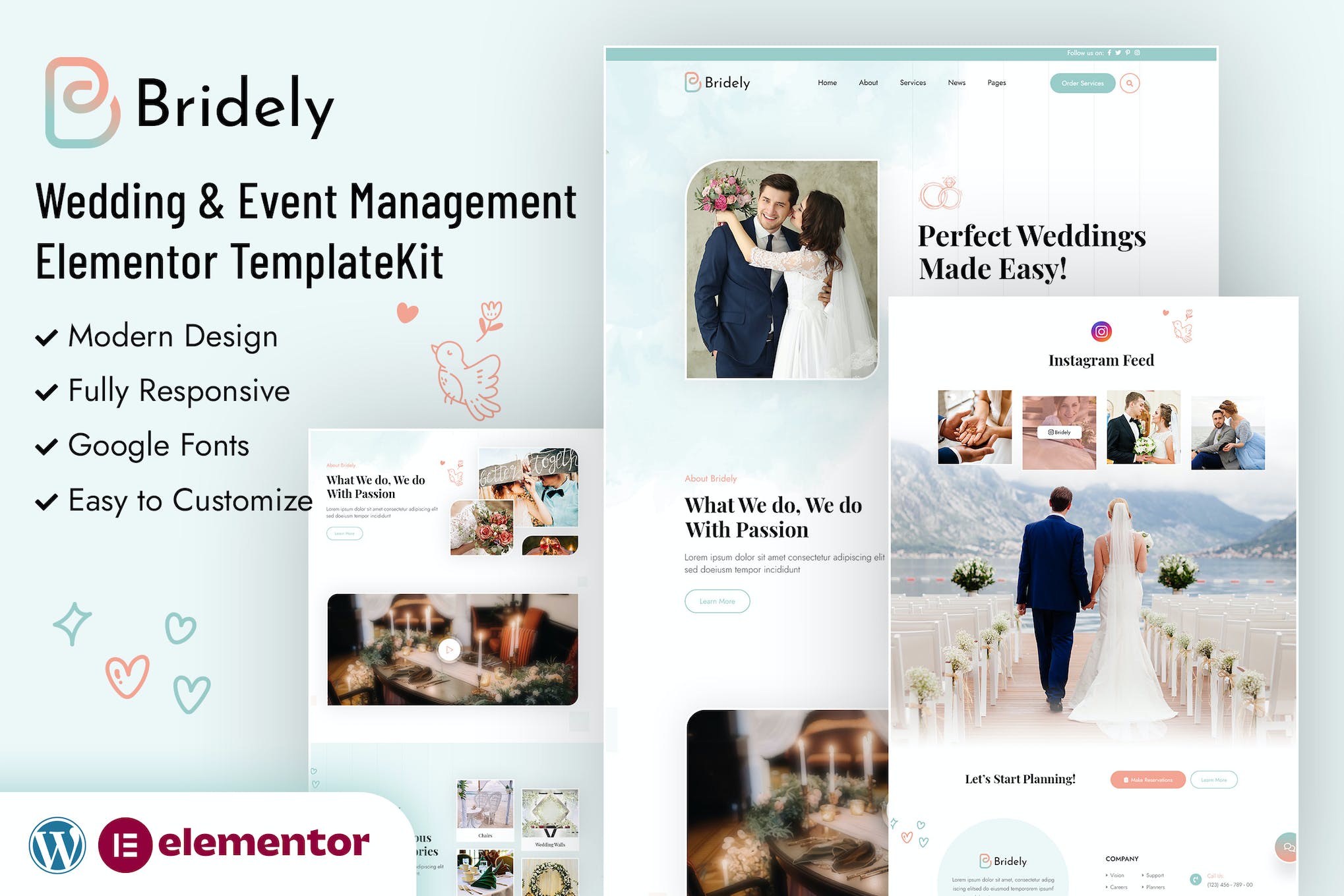 Bridely- Wedding and Event Management Elementor Template Kit