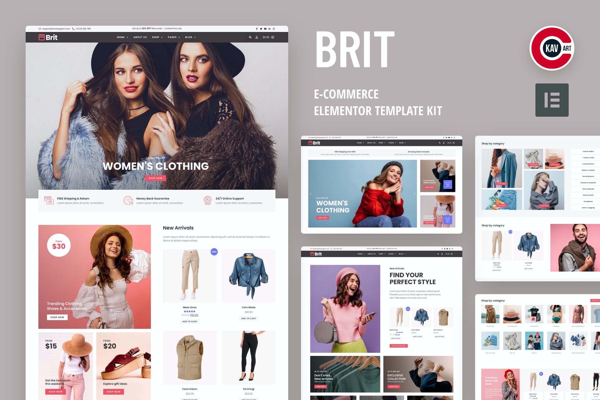 Brit- WooCommerce Elementor Pro Template Kit