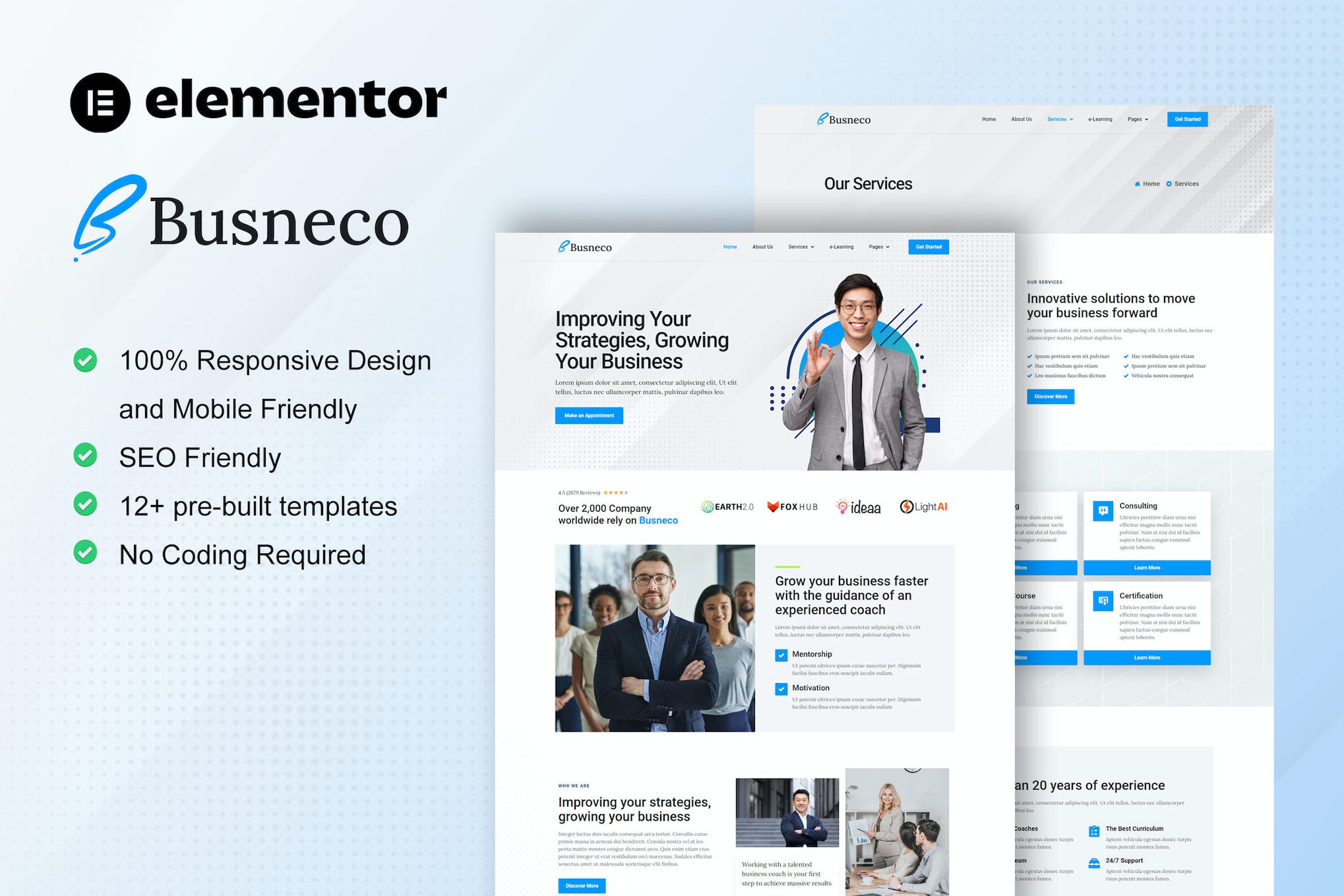 Busneco- Business Coach and Consulting Elementor Template Kit