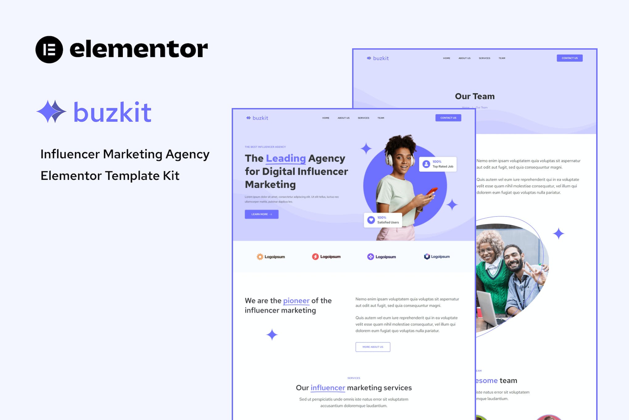 Buzkit- Influencer Marketing Agency Elementor Template Kit
