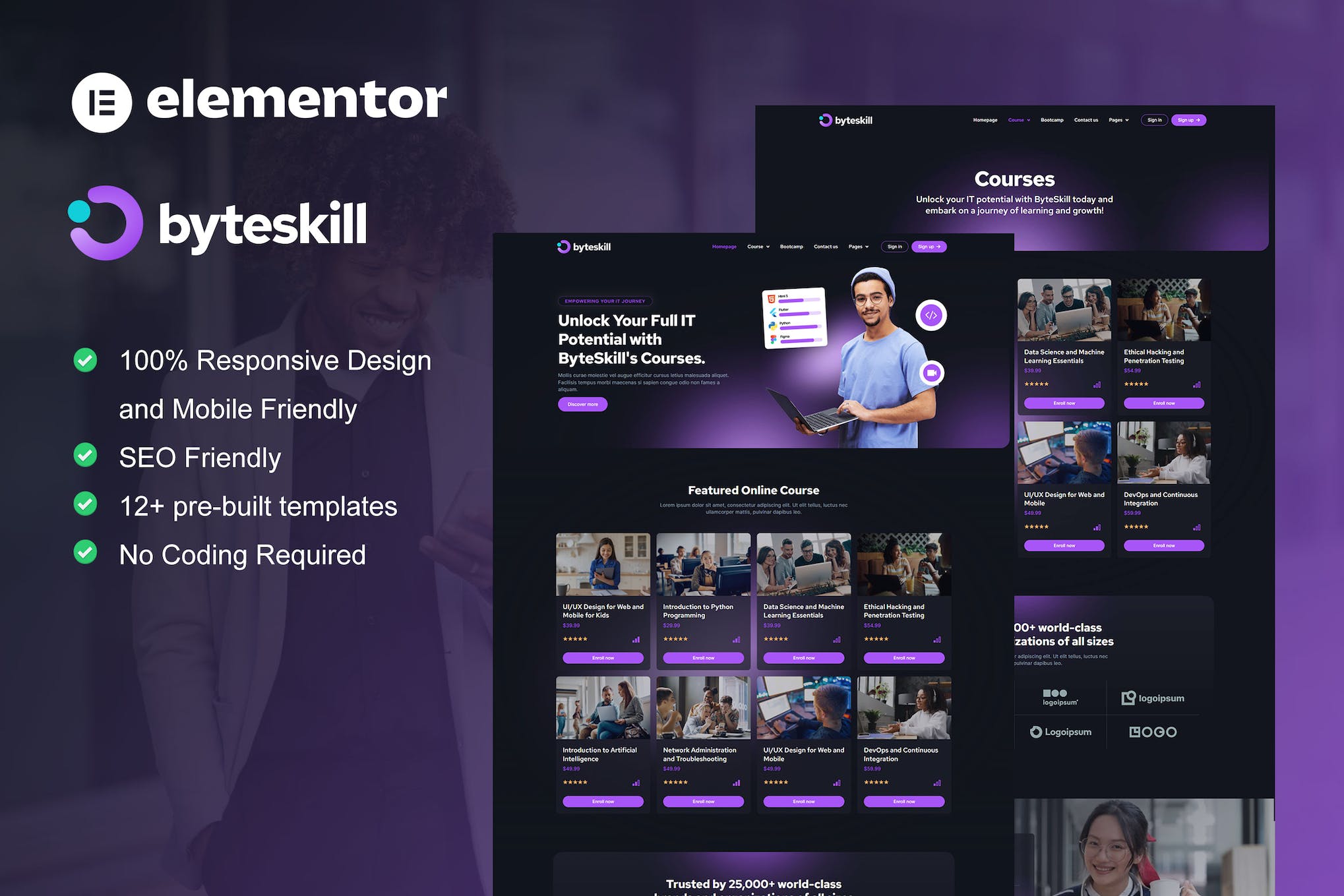 ByteSkill- IT Online Course and Education Elementor Pro Template Kit