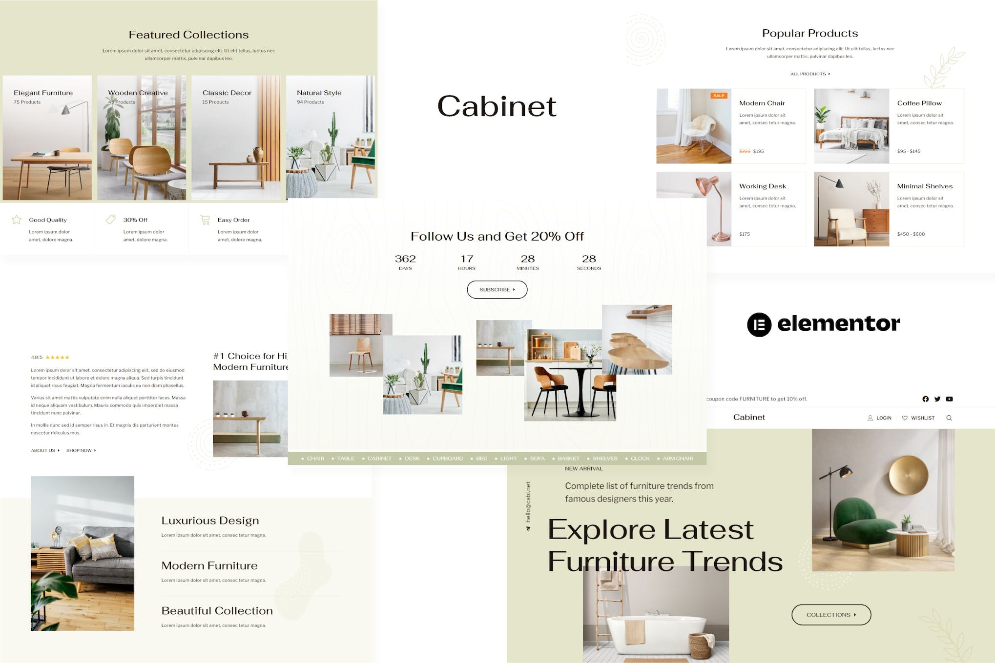 Cabinet- Furniture Store Elementor Template Kit