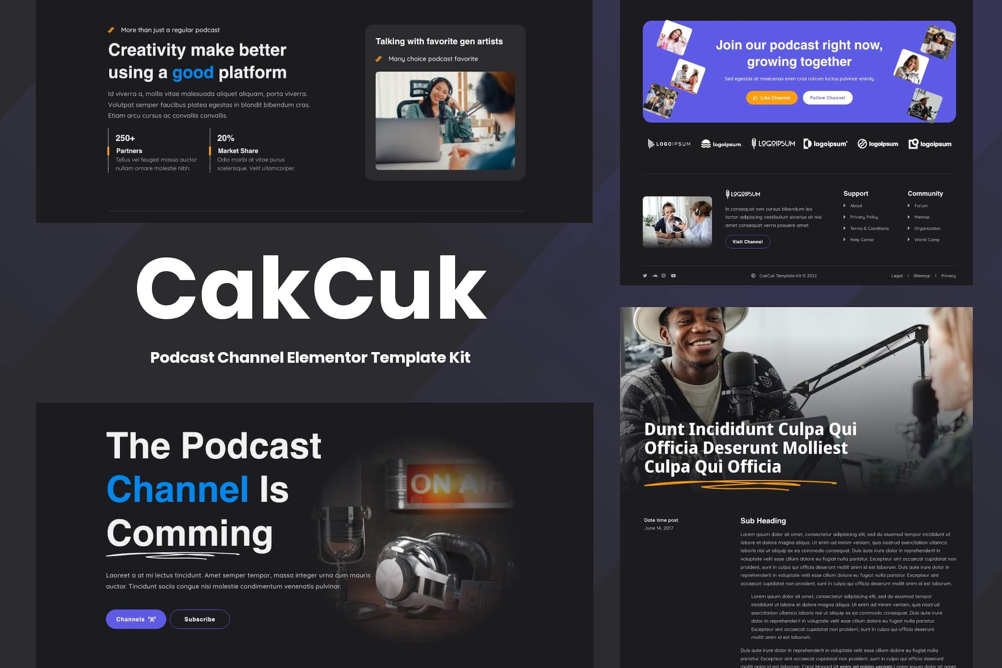 CakCuk- Podcast Channel Elementor Template Kit