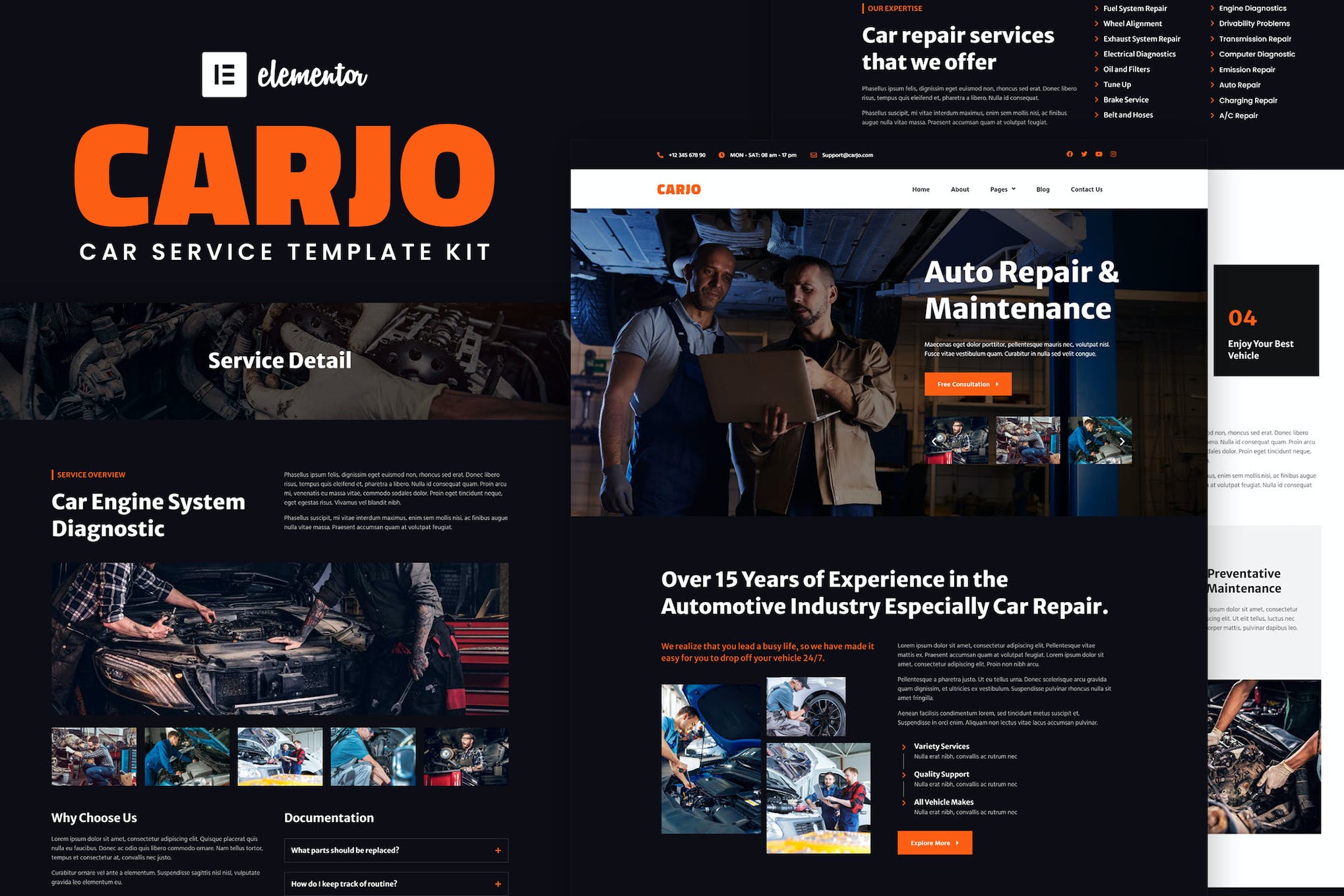 Carjo- Car Services and Repair Elementor Template Kit