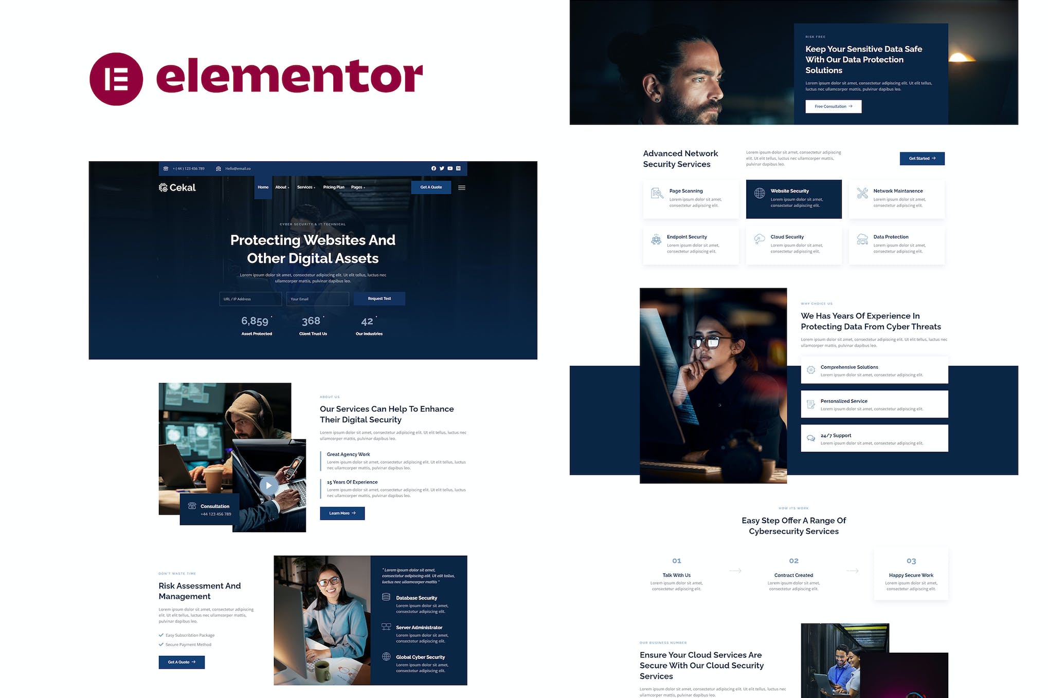 Cekal- Cyber Security and IT Service Elementor Template Kit