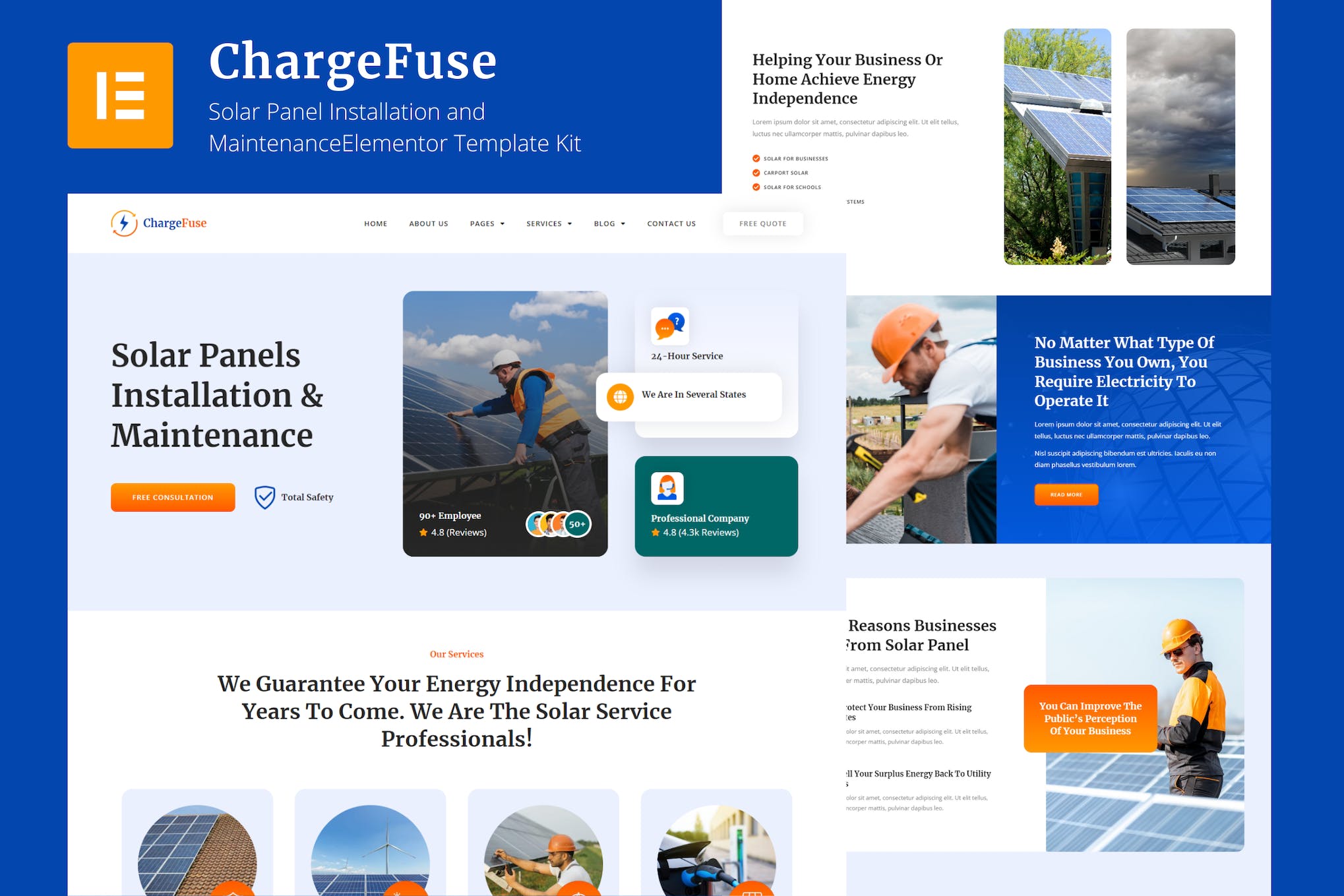 ChargeFuse- Solar Panel Installation and Maintenance Elementor Template Kit