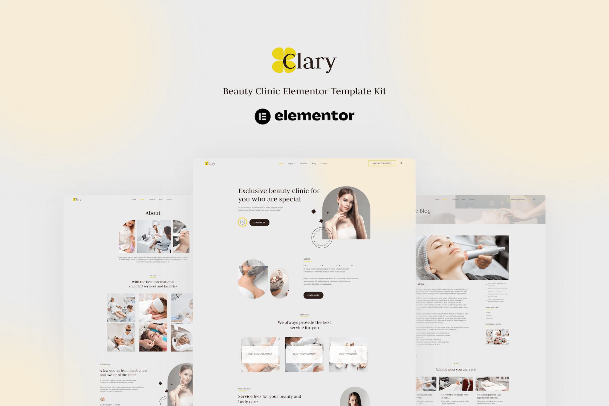 Clary- Beauty Clinic Elementor Template Kit