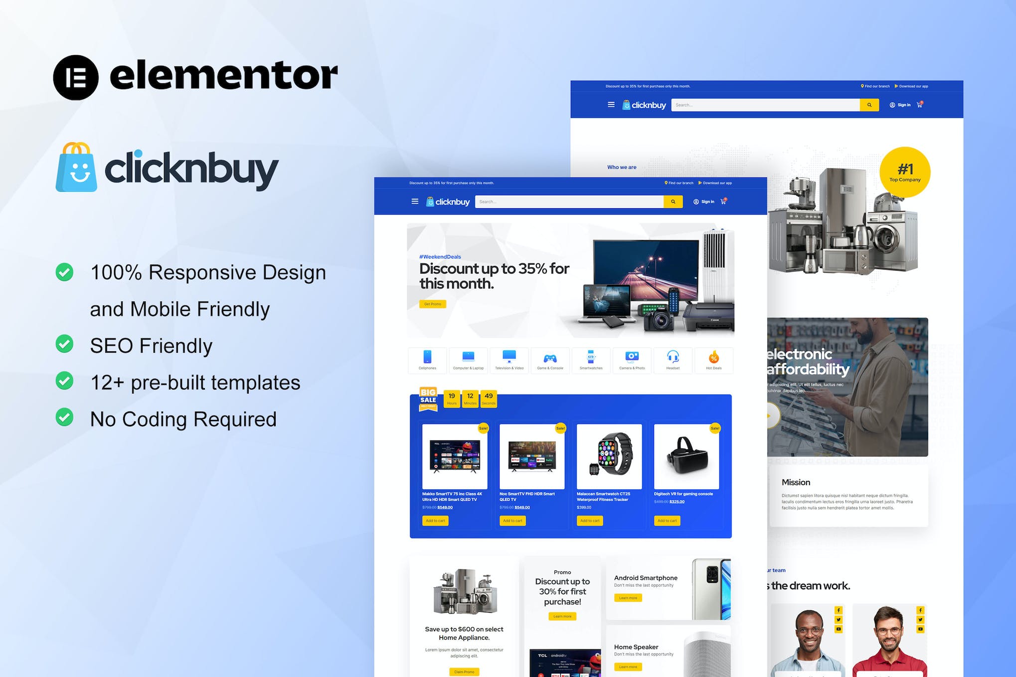 Clicknbuy- Woocommerce Electronic Store Elementor Template Kit