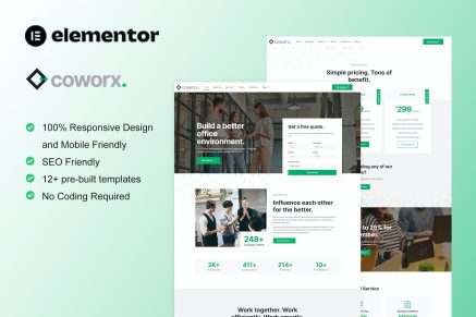Coworx- Coworking Space and Virtual Office Elementor Template Kit