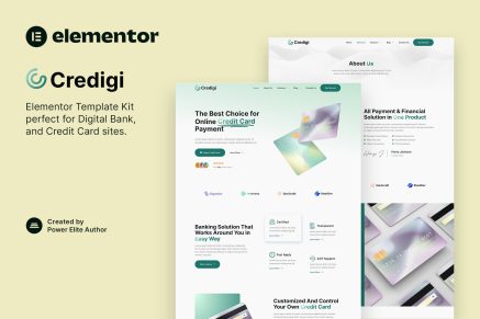 Credigi- Digital Bank and Credit Card Elementor Template Kit