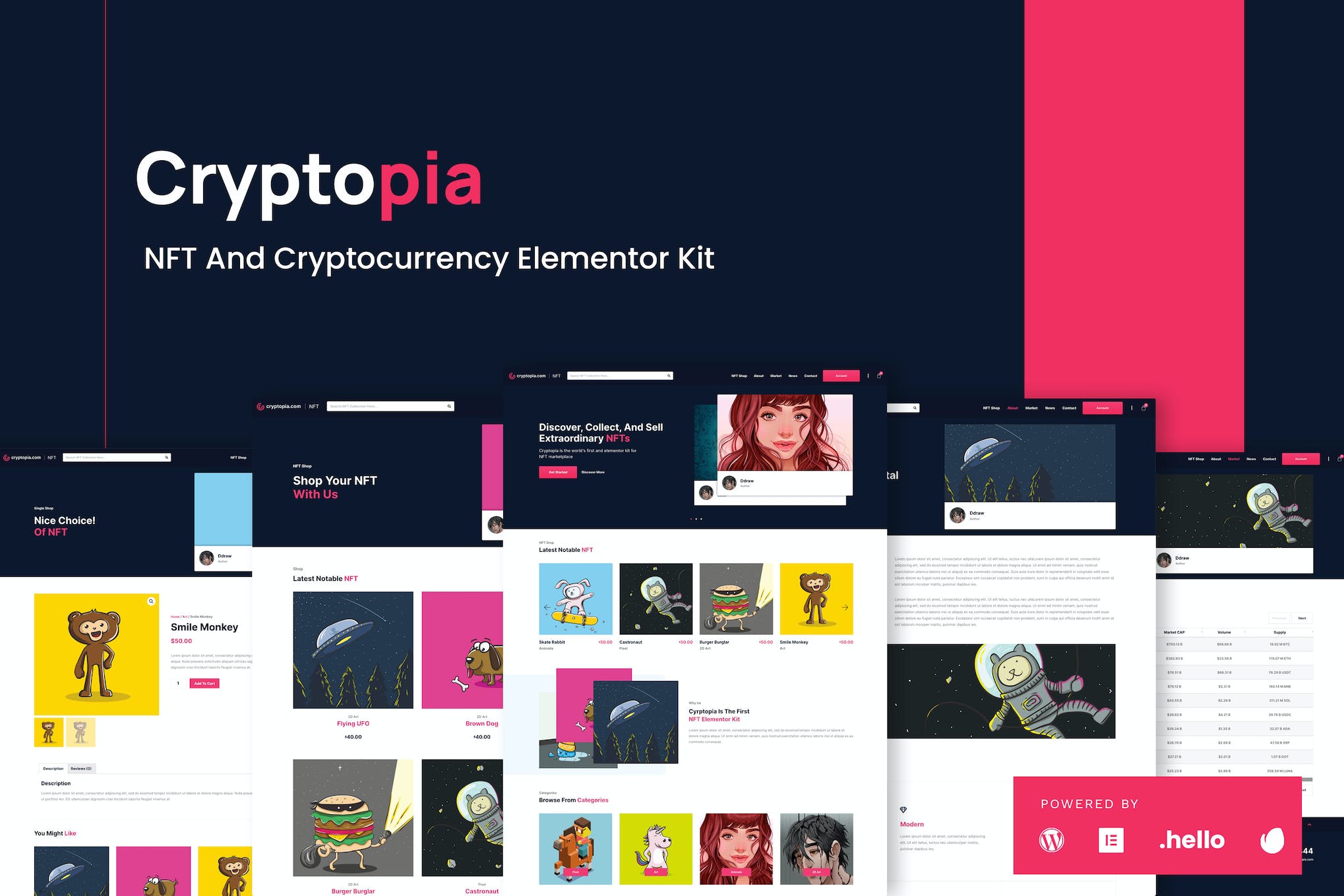 Cryptopia- NFT Crypto Sales Elementor Template Kit