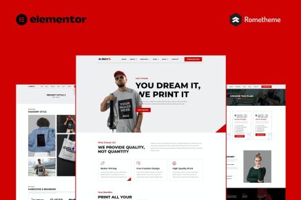 D- Shirt- T Shirt Design and Printing Elementor Pro Full Site Template Kit