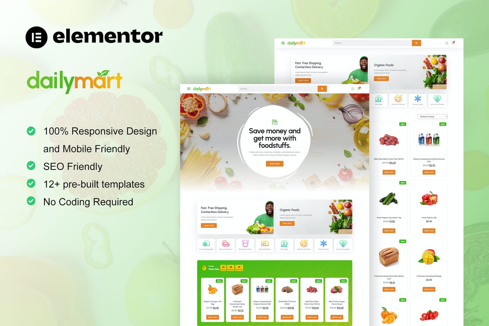 DailyMart- Grocery Store Elementor Template Kit
