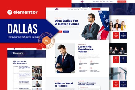 Dallas- Political Candidate Leader Elementor Teamplate Kit
