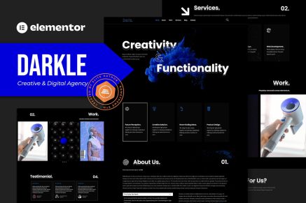 Darkle- Creative and Digital Agency Elementor Template Kit