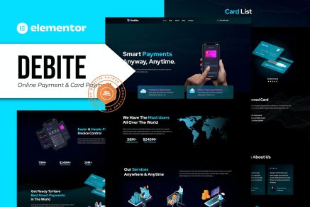 Debite- Card Payment and Online Payment Elementor Template Kit