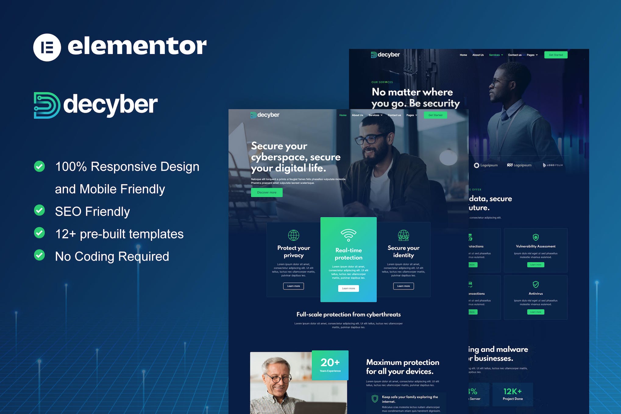 Decyber- Cyber Security Services Elementor Template Kit