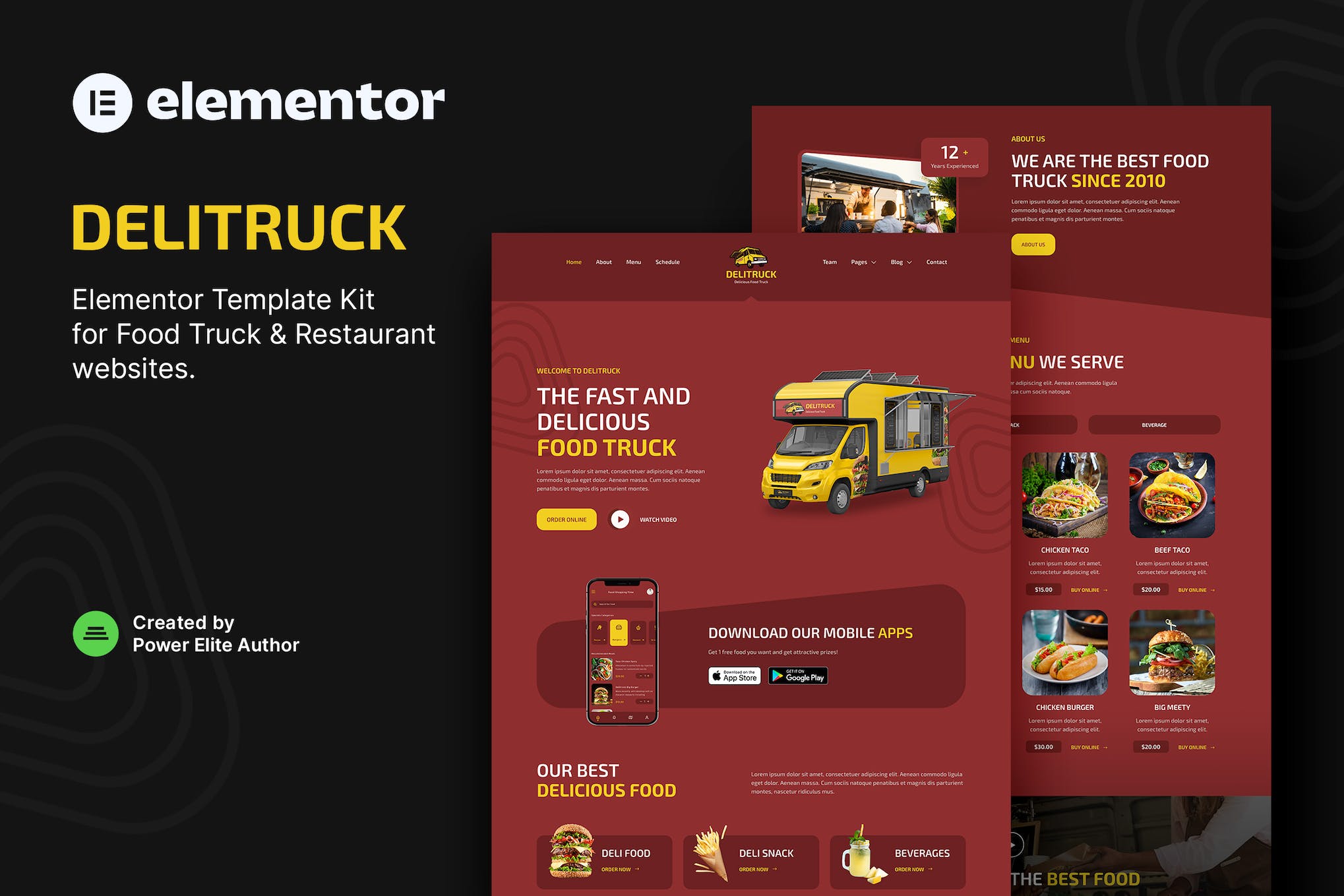Delitruck- Food Truck and Restaurant Elementor Template Kit