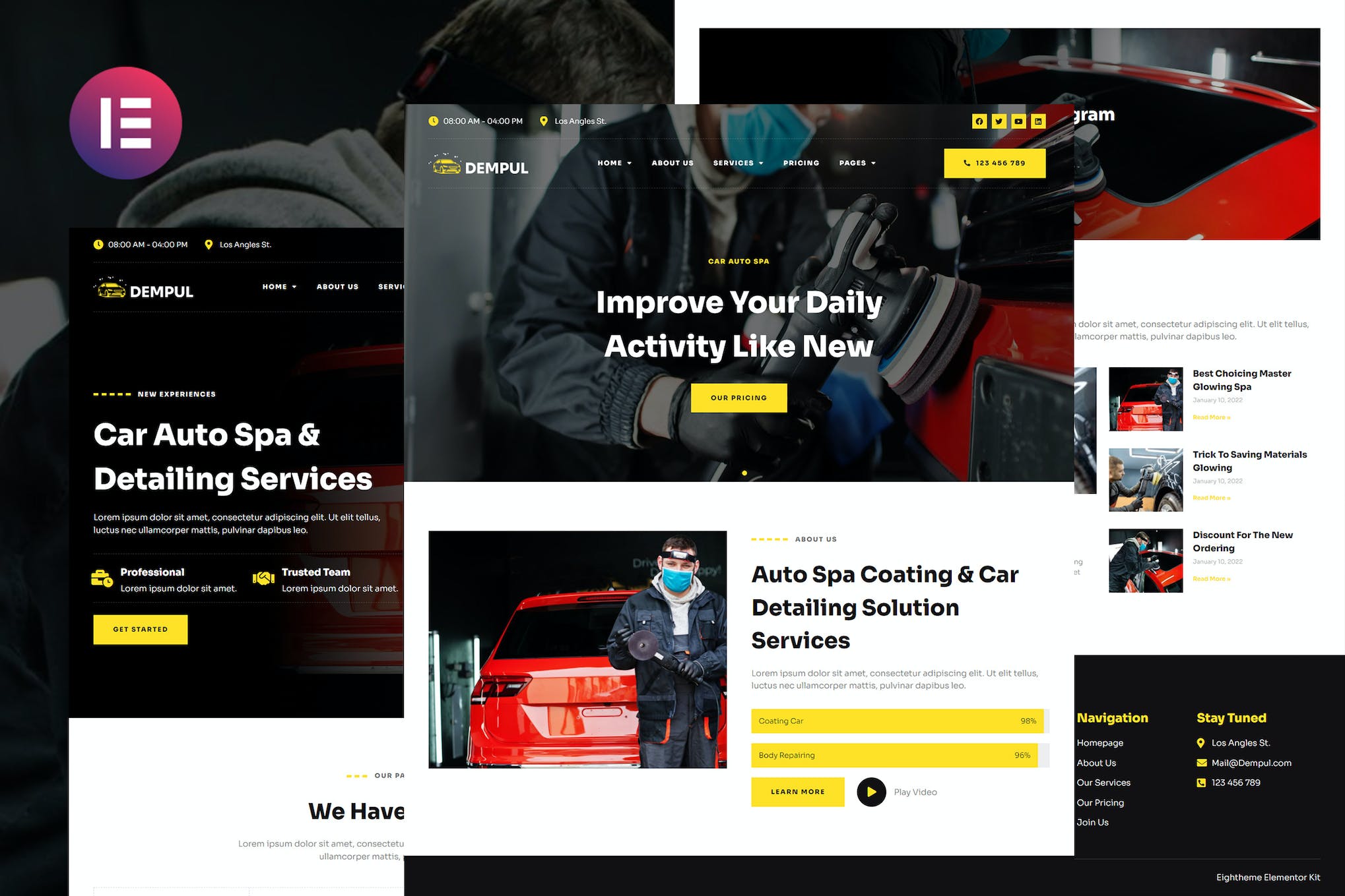 Dempul- Car Auto Spa and Detailing Services Elementor Template Kit