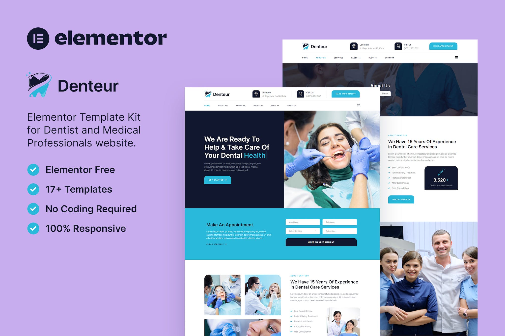 Denteur- Dentist and Dental Clinic Elementor Template Kit