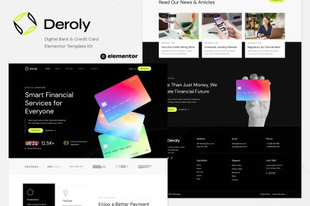 Deroly- Digital Bank and Credit Card Elementor Template Kit