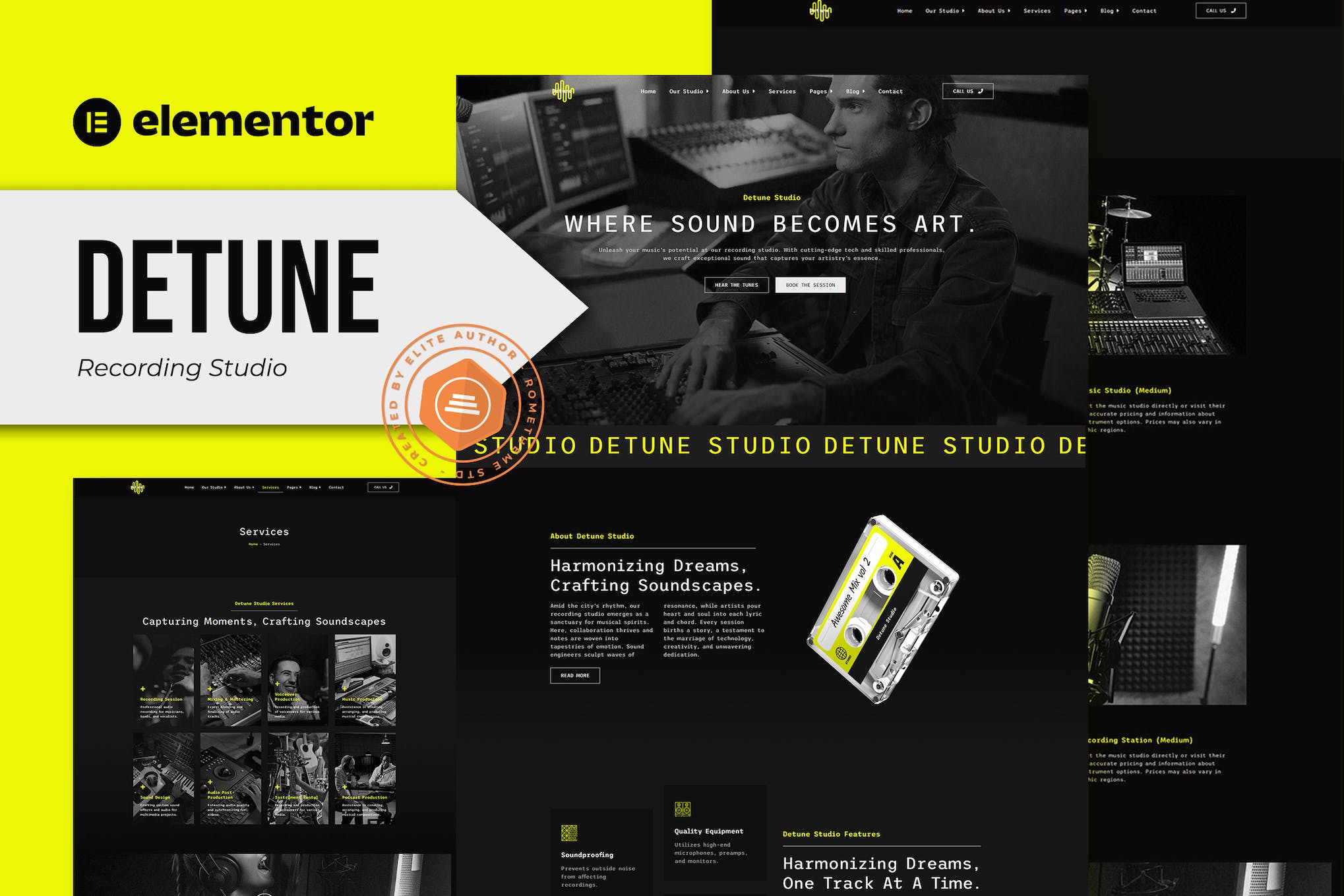 Detune- Recording Studio Elementor Pro Template Kit