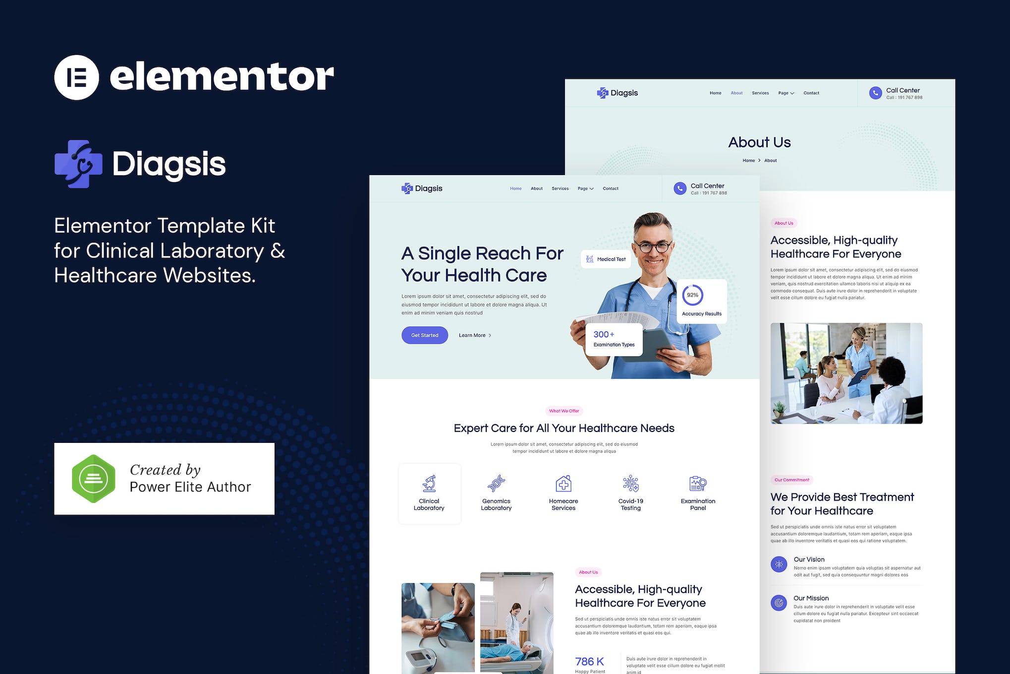 Diagsis- Clinical Laboratory and Healthcare Elementor Template Kit