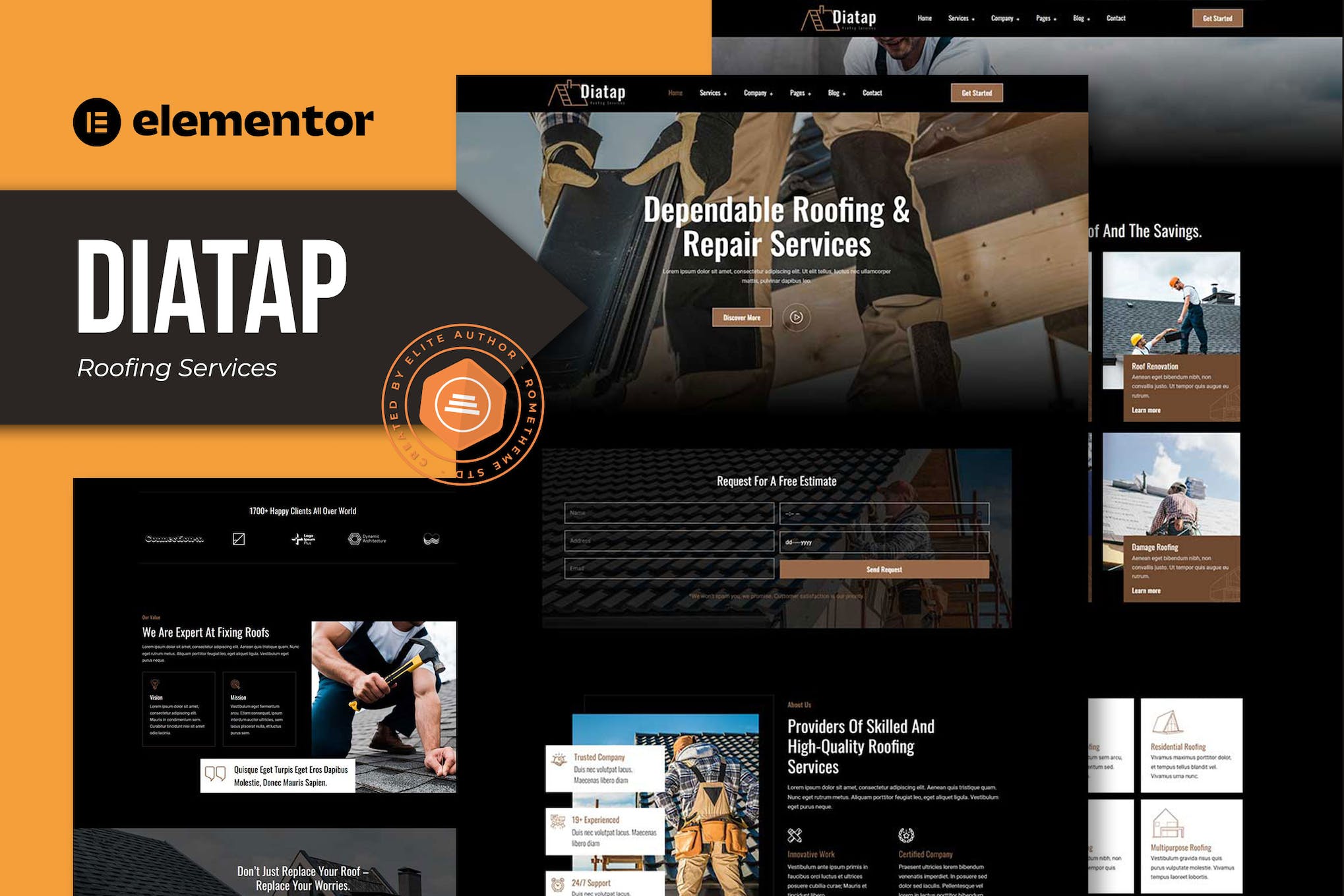 Diatap- Roofing Services Elementor Template Kit