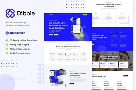 Dibble- SaaS and Tech Startup Elementor Template Kit