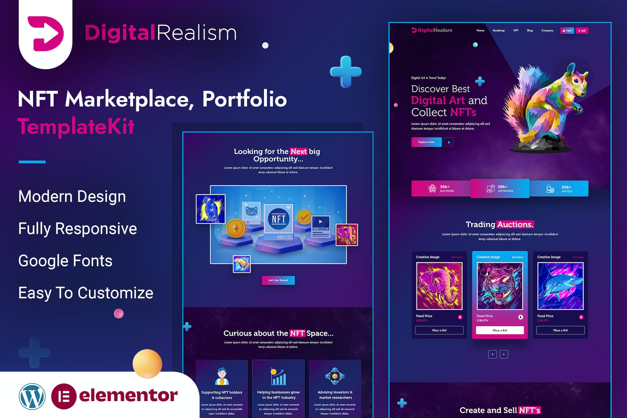 Digital Realism- NFT Elementor Template Kit