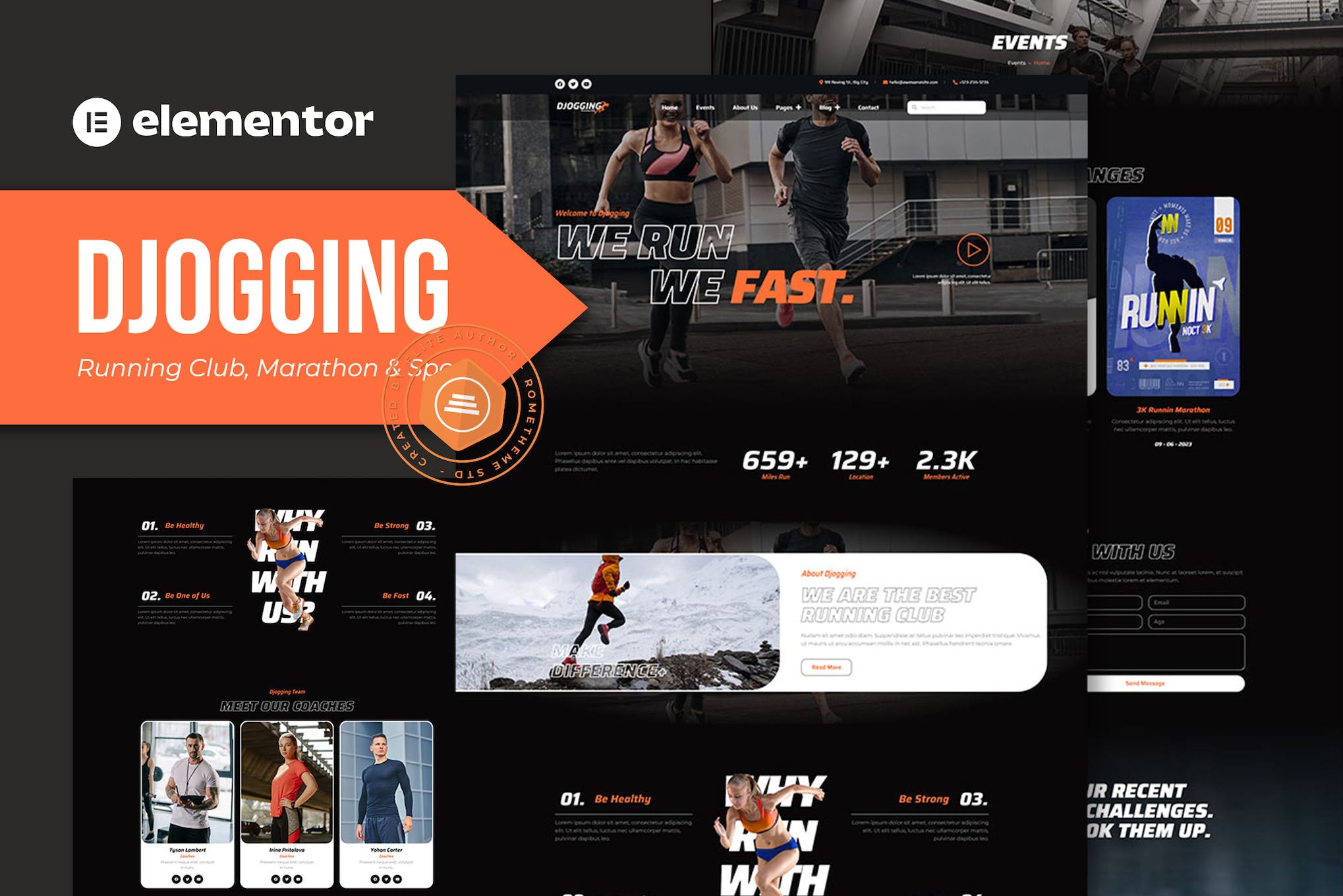 Djogging- Running Club Marathon and Sport Elementor Pro Template Kit